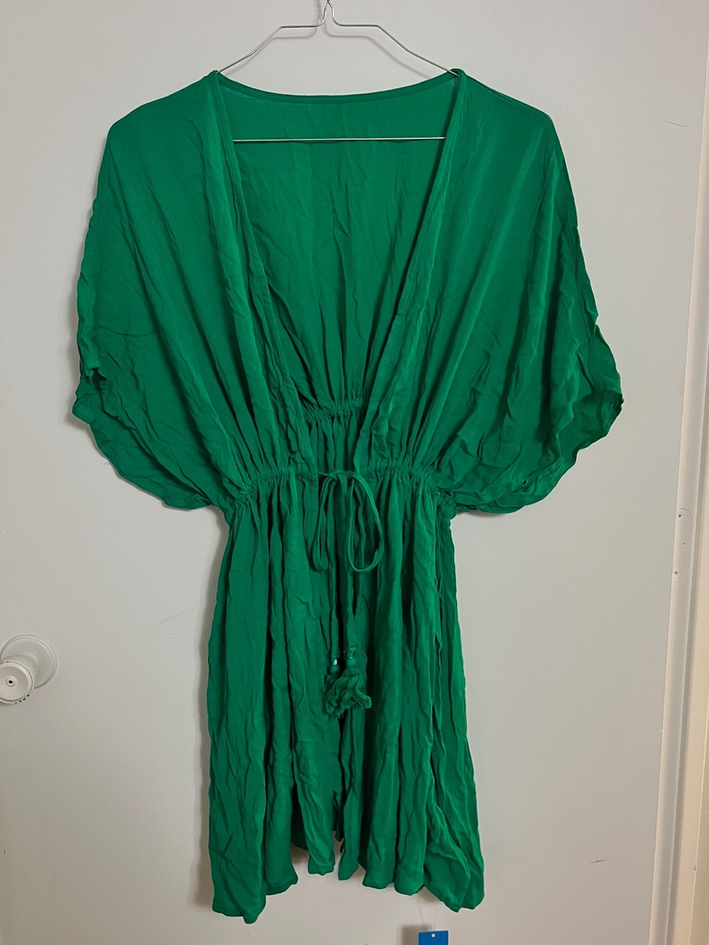Cupshe Emerald Green V-Neck Drawstring Dress